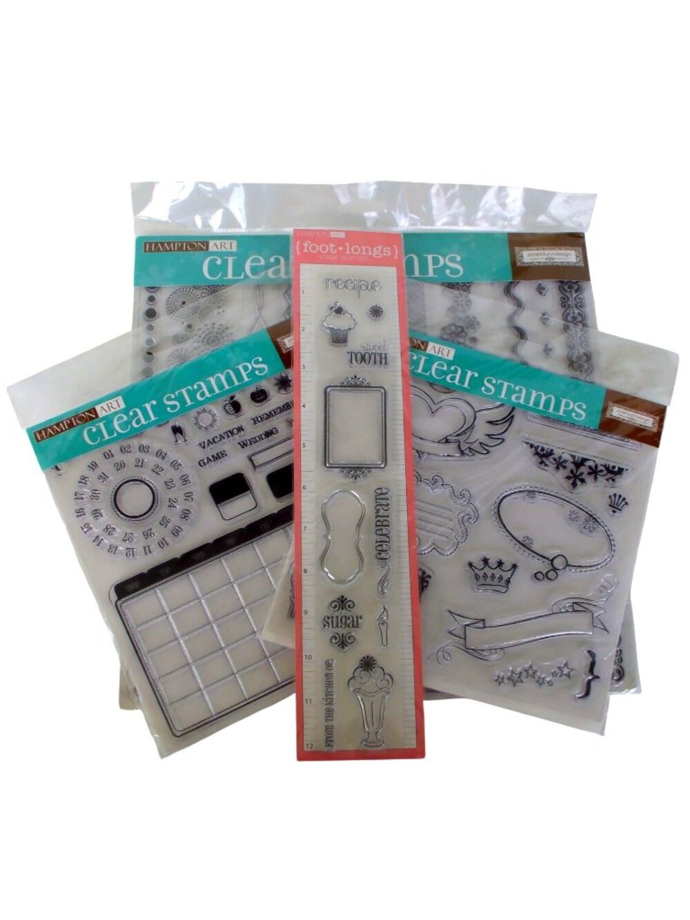 NEW Lot 4 Hampton Art Clear Stamps Crafts Scrapbooking Large Borders Frames